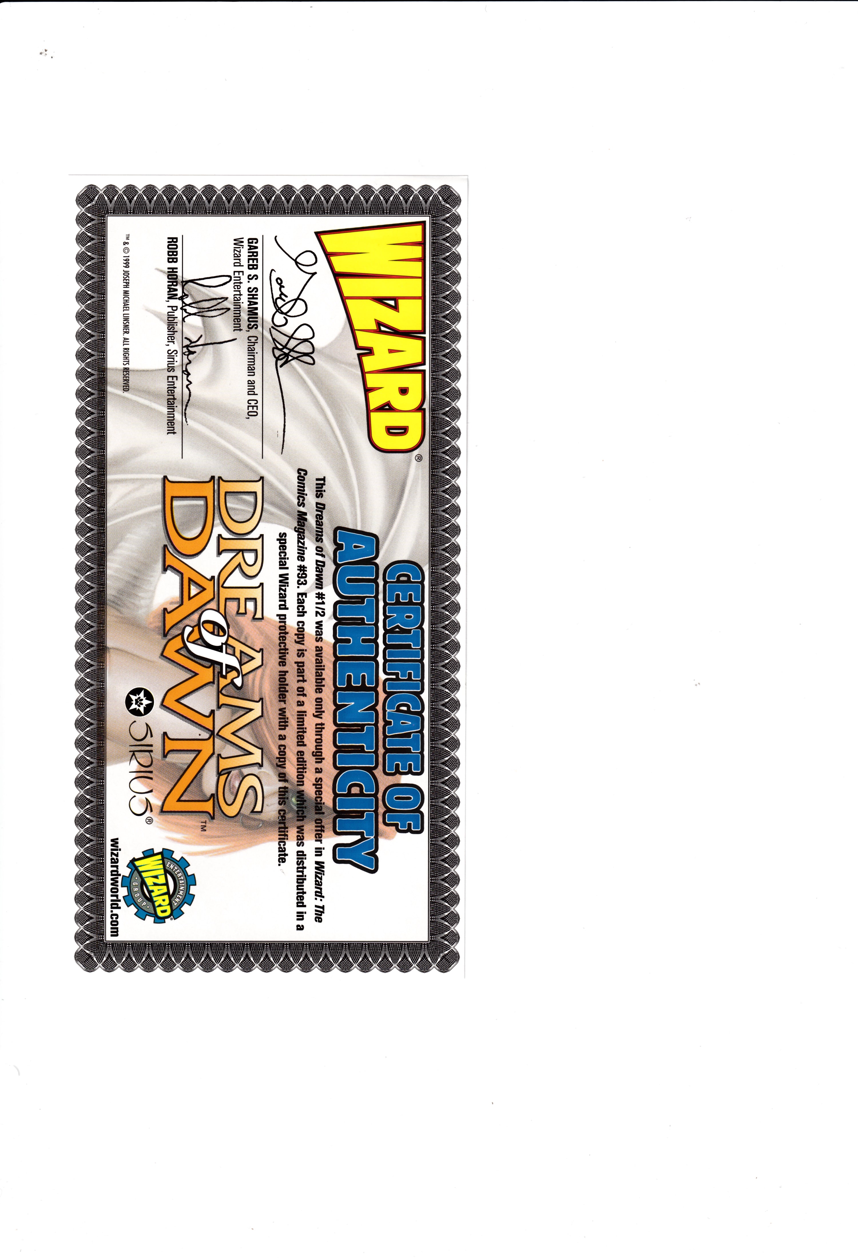 Dawn: Dreams of Dawn #1/2 NM (9.6) (1999)