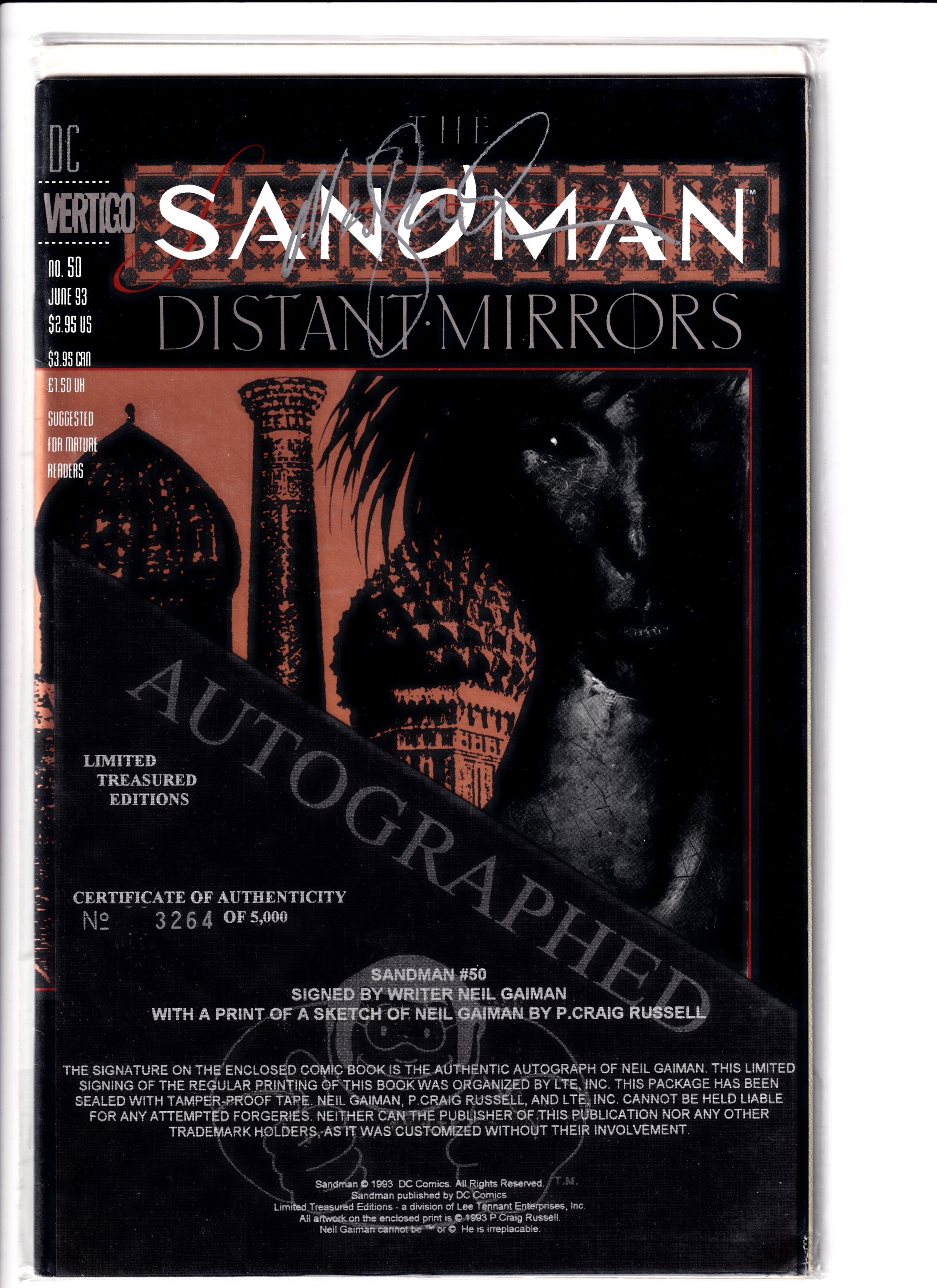 Sandman #50 Signed by Gaiman Sealed (1993)