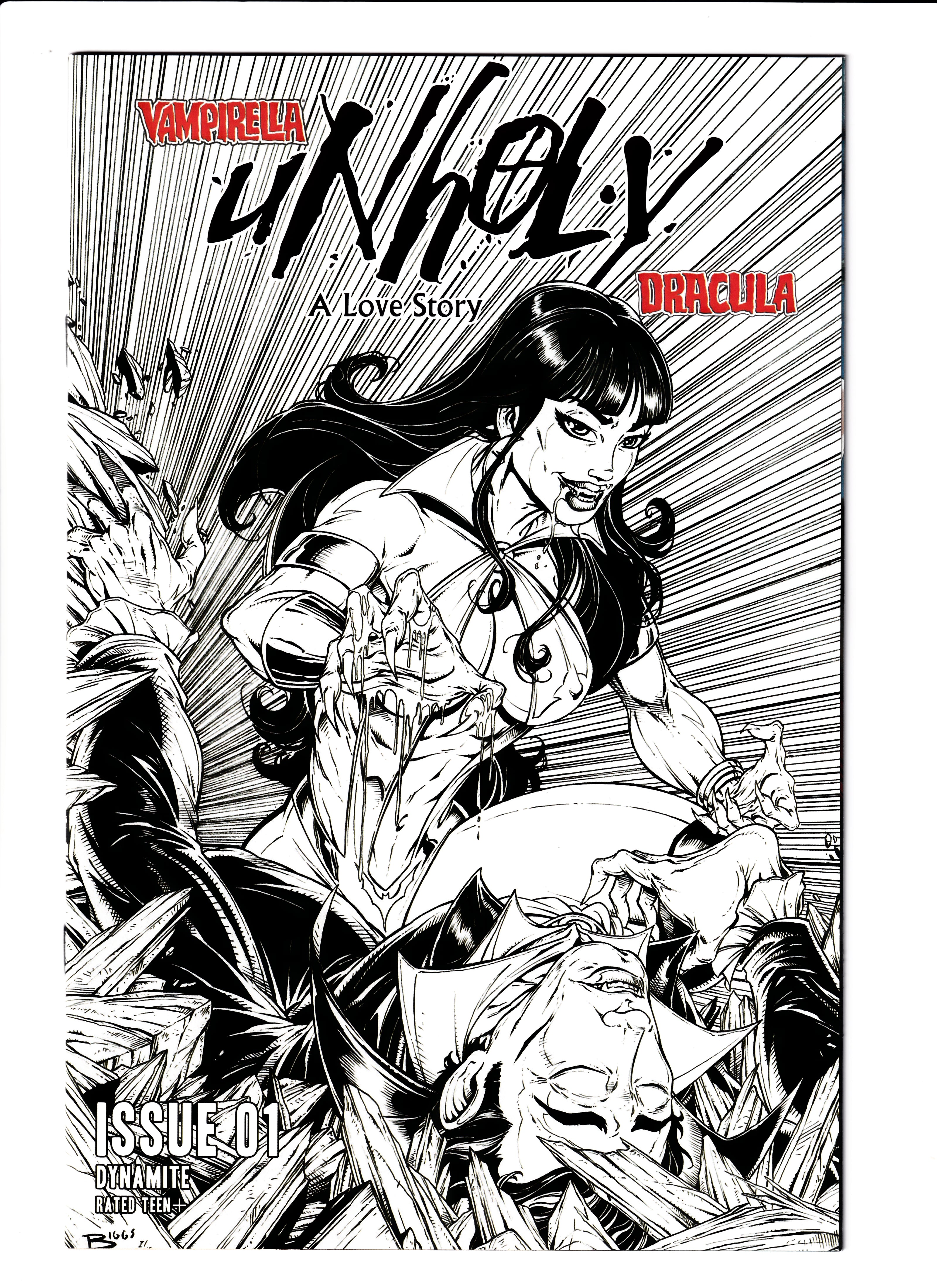 Vampirella / Dracula: Unholy #1 Biggs B&W 1:11 Var NM (9.4) (2021)
