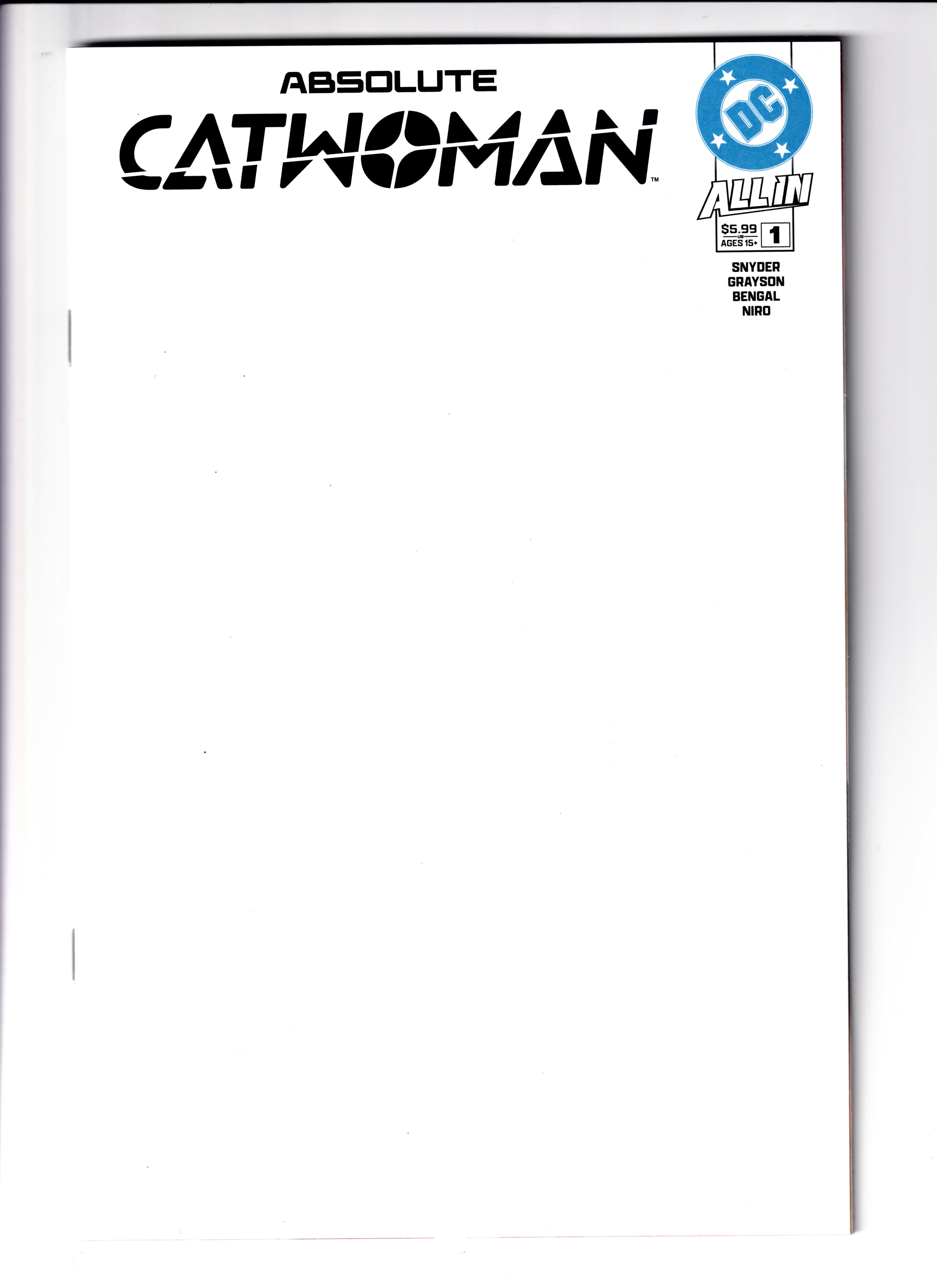 ABSOLUTE CATWOMAN #1 (OF 6) CVR G BLANK CARD STOCK VAR